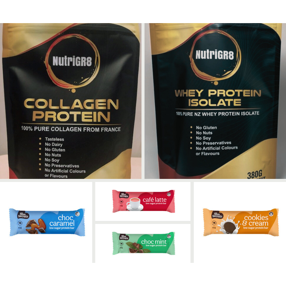 NutriGR8 Collagen Protein + NutriGR8 Whey Protein Isolate + Protein Bars